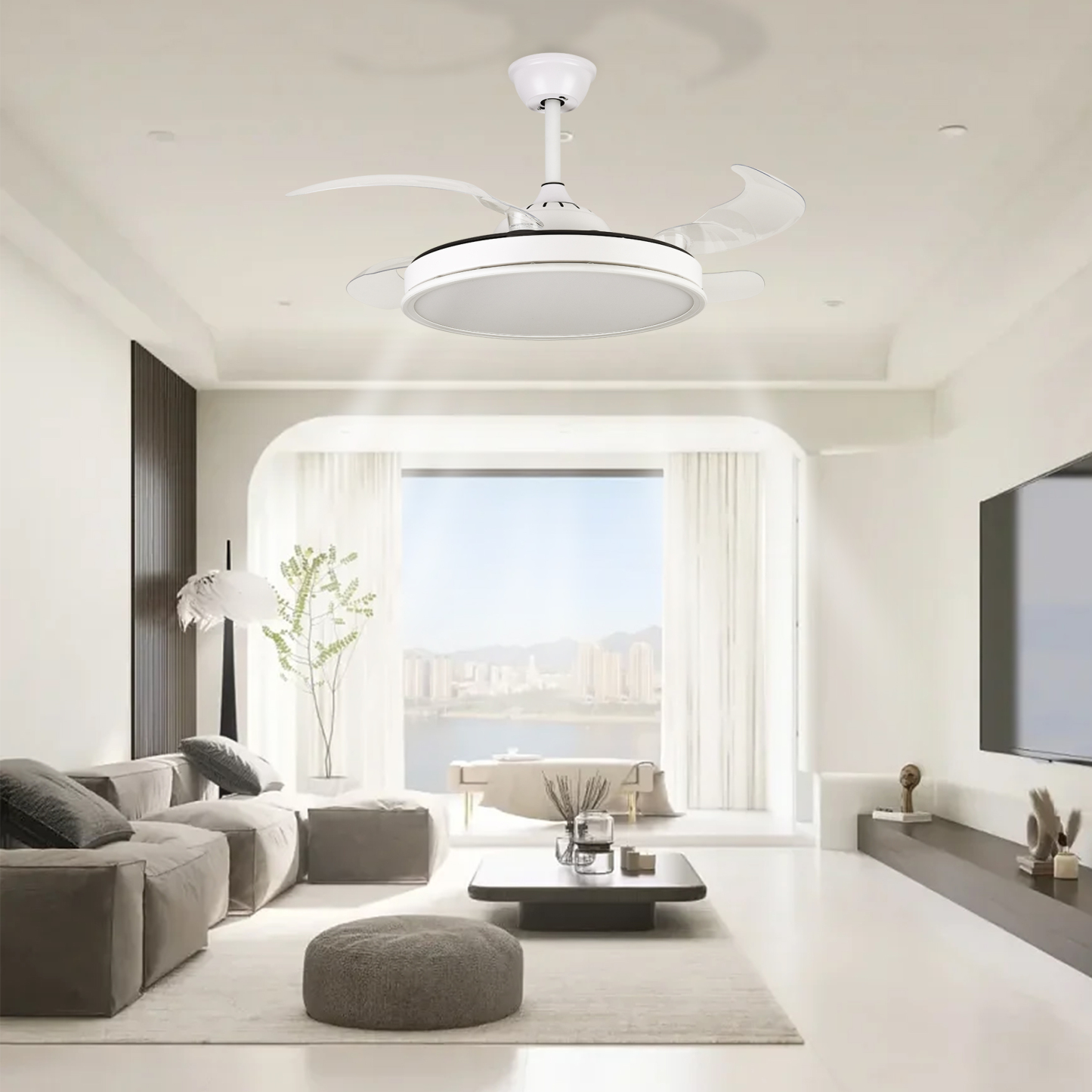 BL-3087 42''/48" 4 Pcs Pc Remote Control Silent Ceiling Fan With Light