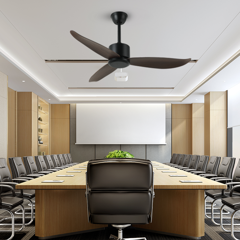BL-2678 46" 3 Pcs Abs Black Remote Control Sitting Room Ceiling Fan Modern