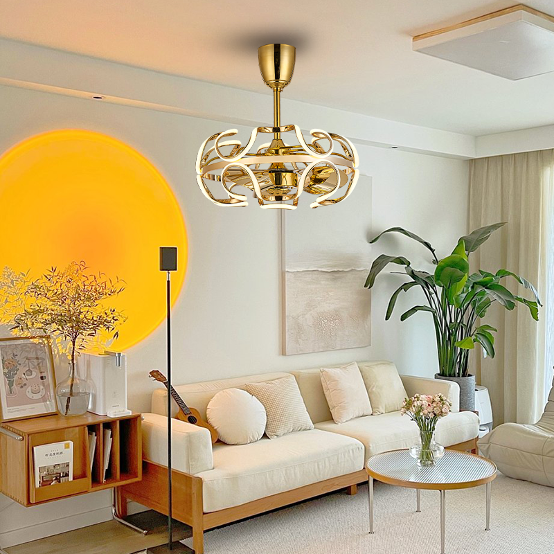 BL-19215 22" 3 Pcs Pc Gold Indoor Ceiling Fan With Led Lights
