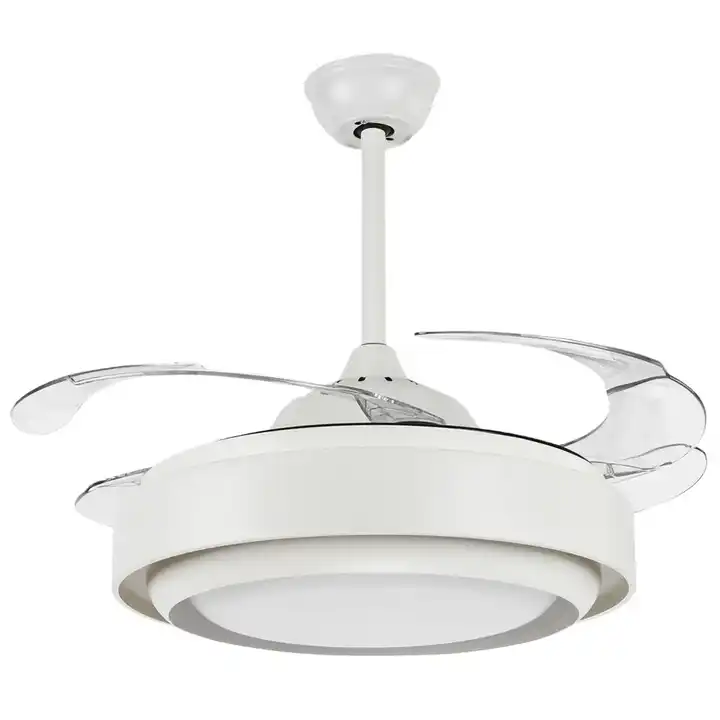 BL-2132 42"/48" 4 pcs PC White Retractable Ceiling Fan With Light