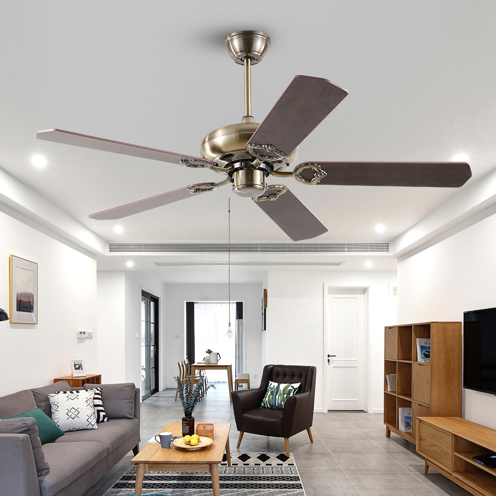 BL-2809 52" 5 pcs Composite Board Antique Bronze Decorative Modern Ceiling Fan