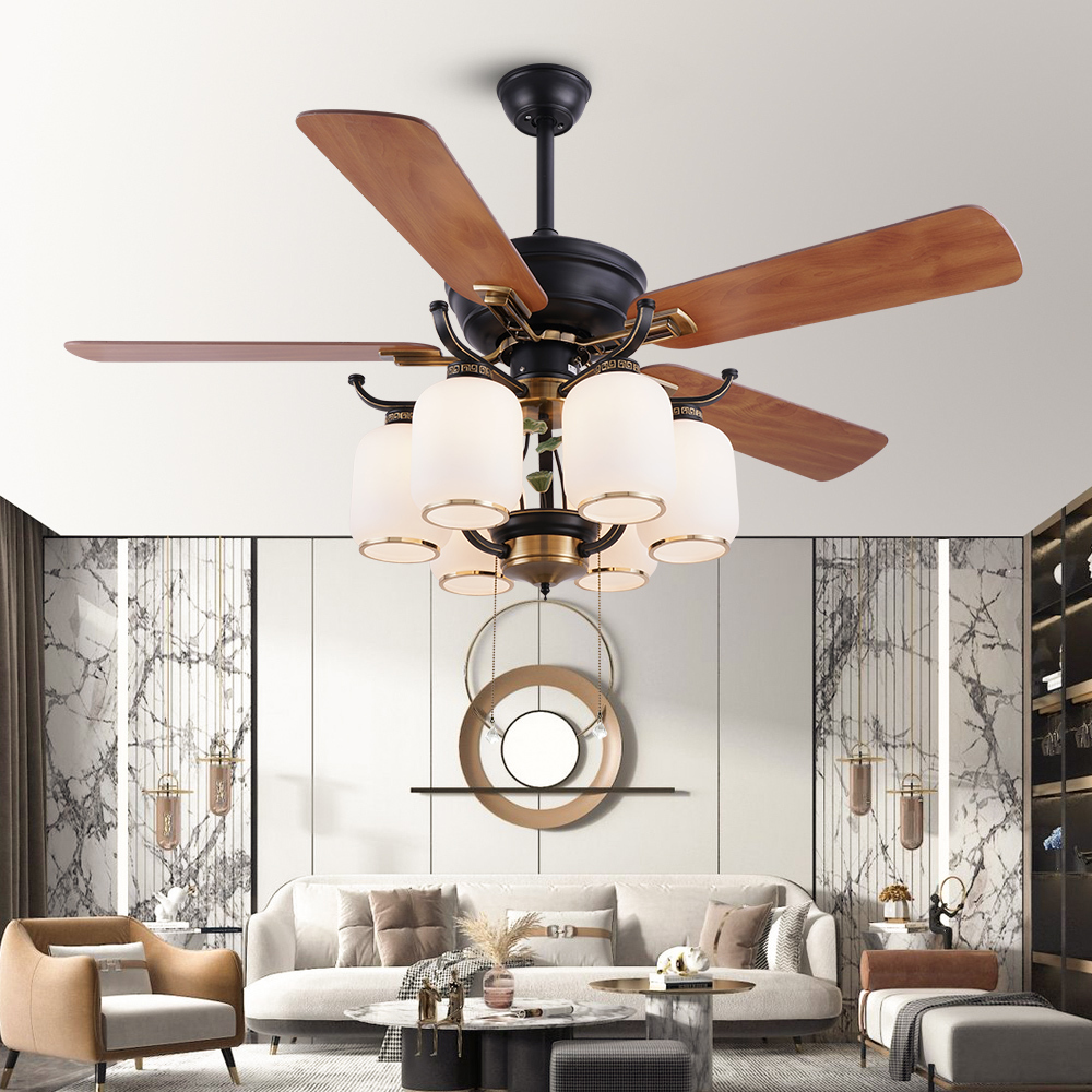 BL-2833 52" 5 pcs Composite Board Black+Antique Bronze Low Power Consumption Ceiling Fan