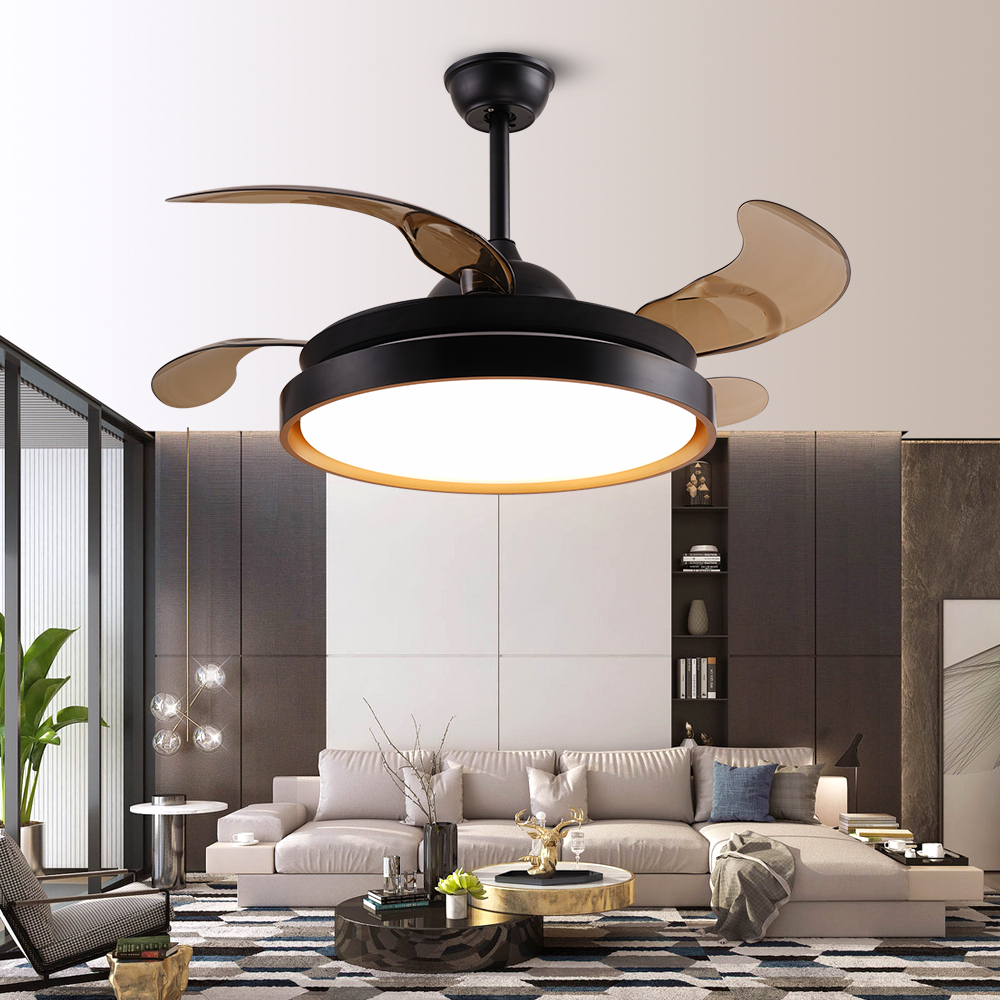 BL-2868 42"/48" 4 pcs PC Coffee Remote Control Ceiling Light Retractable Fan