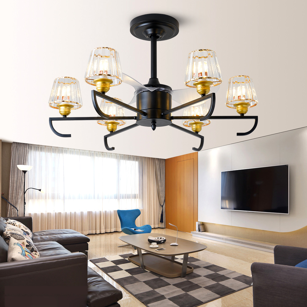 BL-7011 22" 3 Pcs Abs Black+Gold Ceiling Fan With Light Modern