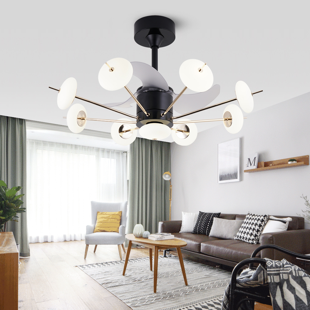 BL-7013 22" 3 Pcs Abs Black+Gold Hotel Ceiling Light Ceiling Fan