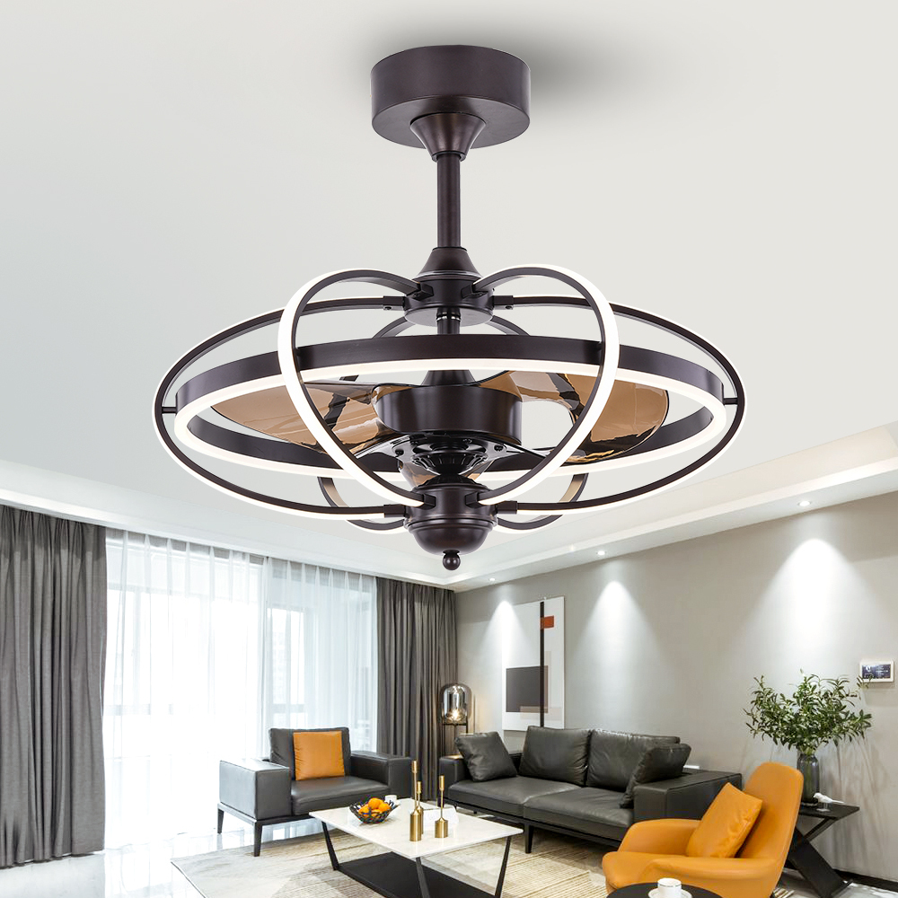 BL-19001 22" Silica+Acrylic/Pvc+Acrylic Gold Remote Control Ceiling Fan Light