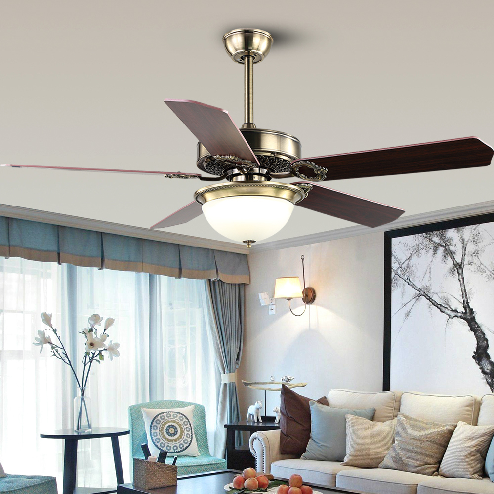 BL-1112 52"Wood grain 5 pcs Composite board lowes ceiling fans with remote control