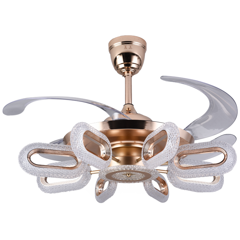 BL-3025 48" 3 Pcs Abs Gold Smart Home Ceiling Fans With Lights