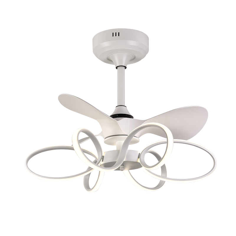 BL-7056 22" 3 Pcs Pc White Remote Control Minimalist Fashion Ceiling Fans With Led Lights
