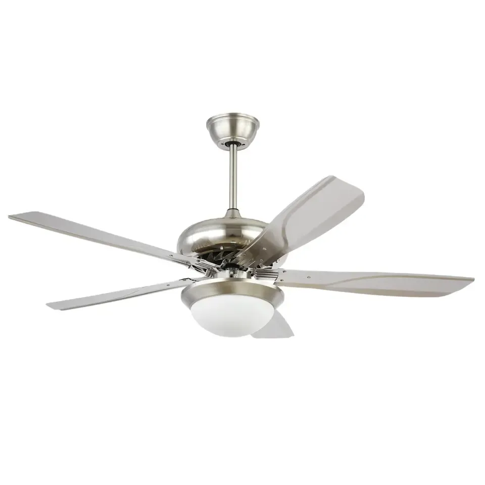 BL-1049 52" 5 Pcs Iron Sand Nickel High Quality Ceiling Fan With Light