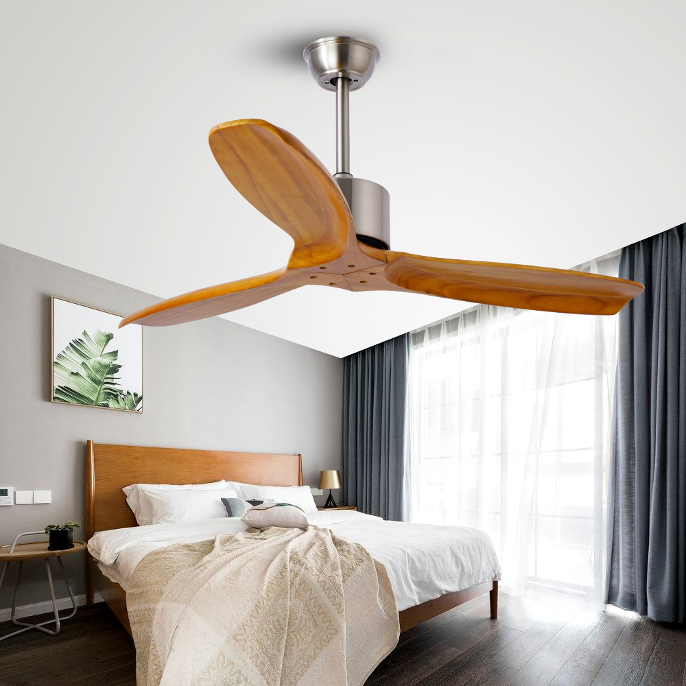 BL-1569 52" 3 pcs Solid wood Remote Control Nordic Ceiling Fan