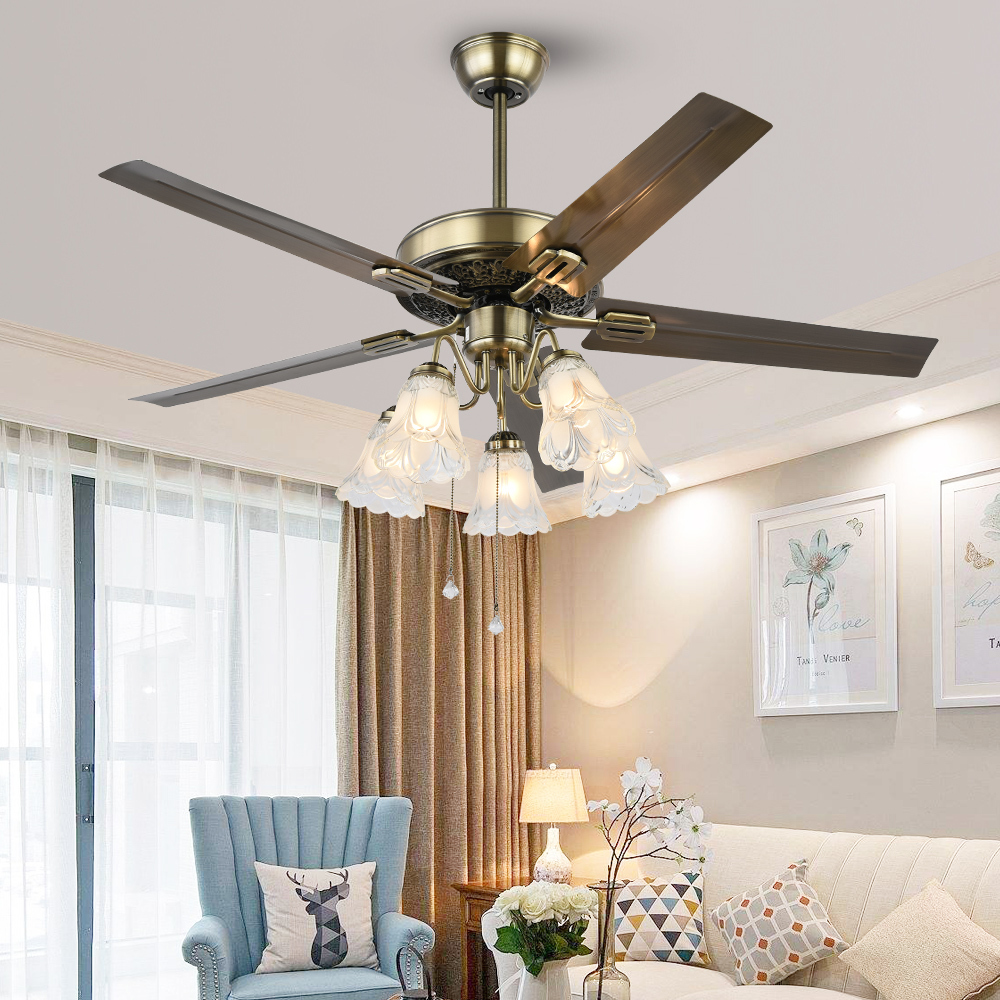 BL-1996 52" Iron Antique Bronze Retro Led Ceiling Fan Light