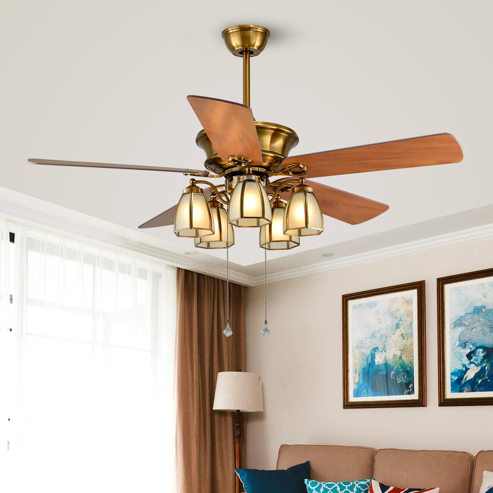 BL-2008 52" 5 pcs Composite Board Antique Bronze Traditional Ceiling Fan