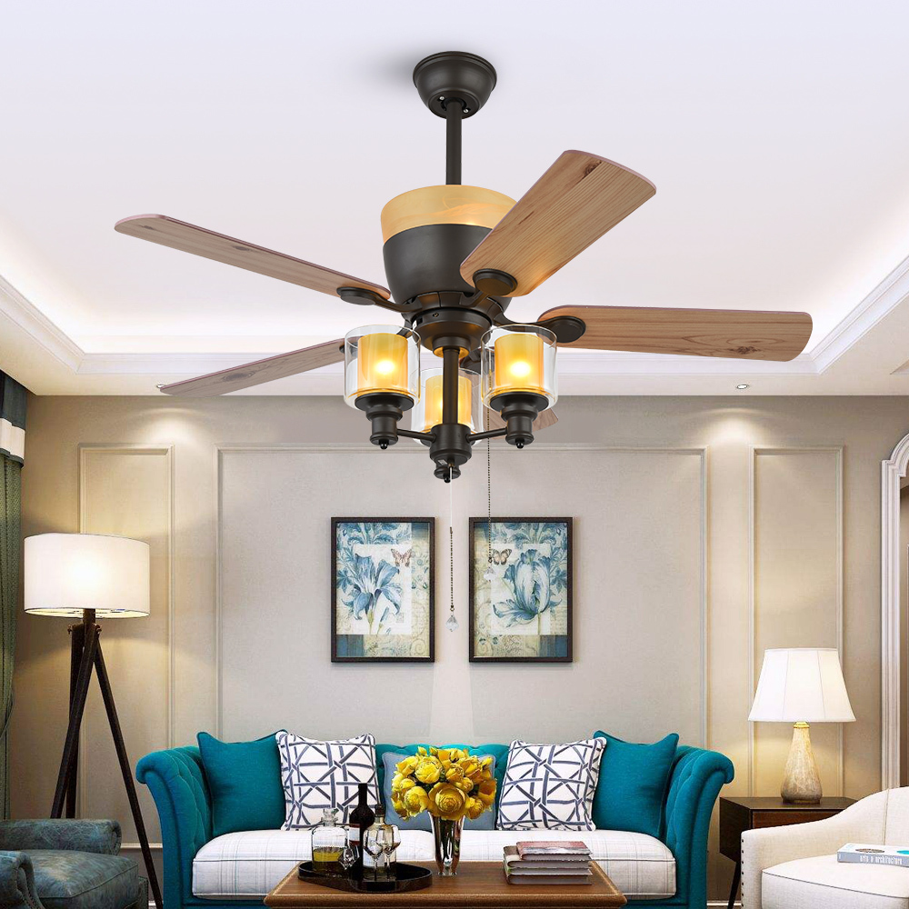 BL-2016 48" 5 pcs Composite Board Black Smart Ceiling Fan Light