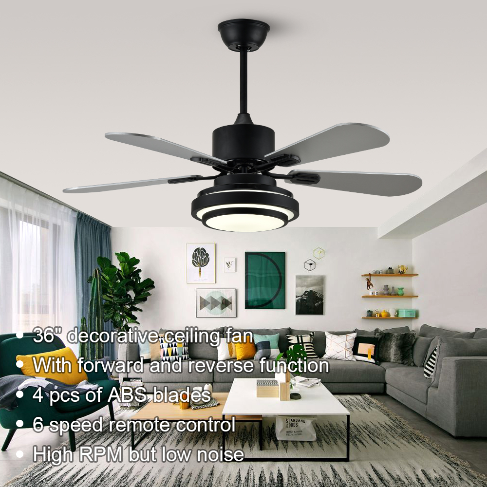 BL-2050 Black 36" 4 Pcs Composite Board Lowes Ceiling Fans With Remote Control