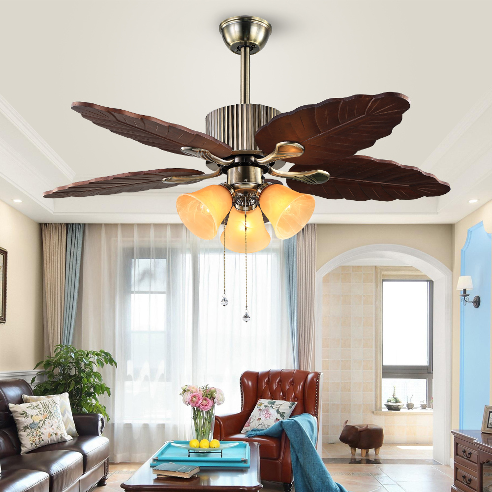 BL-2062 48" 5 Pcs Solid Wood Antique Bronze High Quality Ceiling Fan