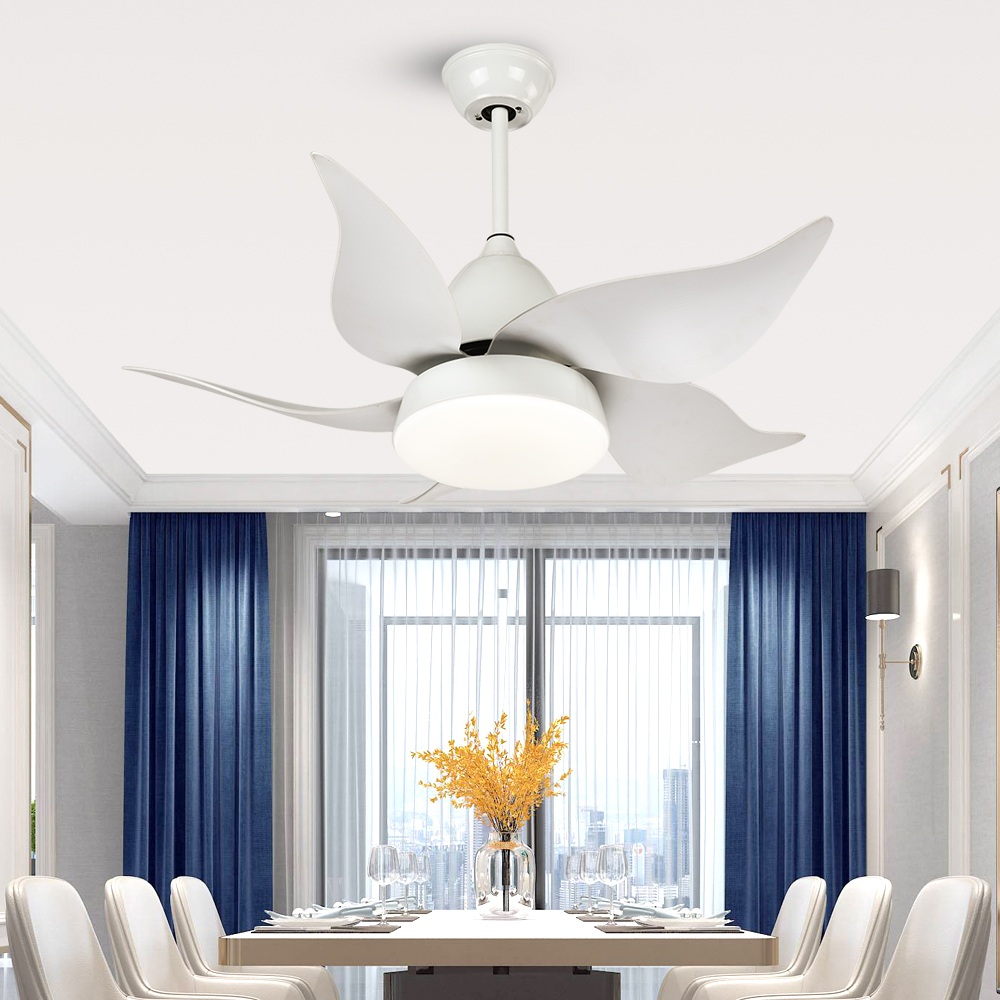 BL-2066 36" 5 pcs ABS White Ceiling Fan With Led Lights Chandelier For Bedroom