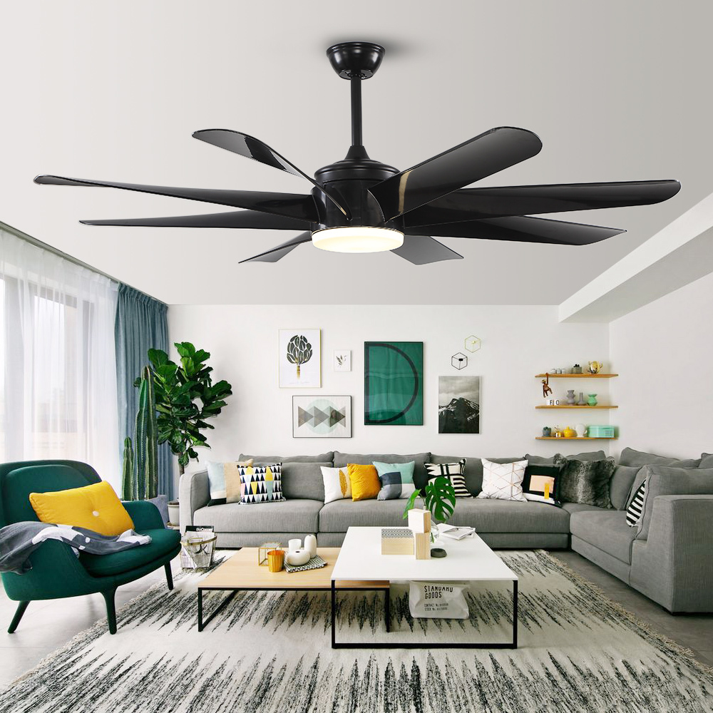 BL-2181 62" 8 Pcs Abs Black Traditional Ceiling Fan With Light