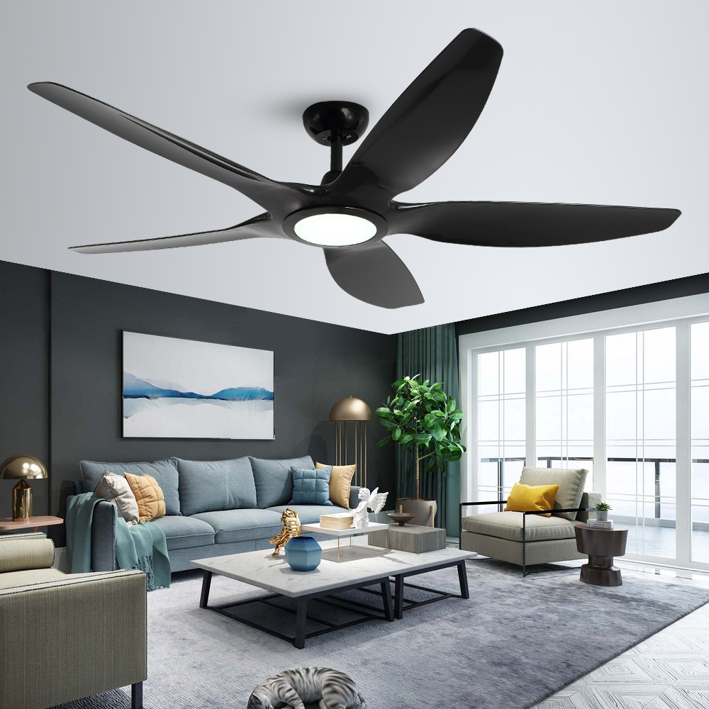 BL-2370 48" 5 pcs Abs Black Smart Ceiling Fan Lamp