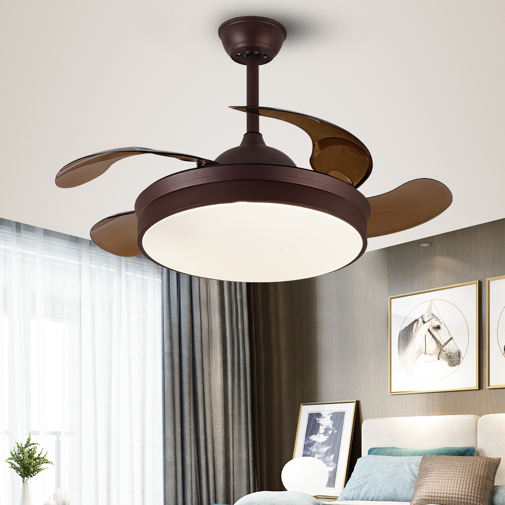 BL-2410 42"/48" 4 Pcs Pc Coffee Retractable Blade Ceiling Fan With Light