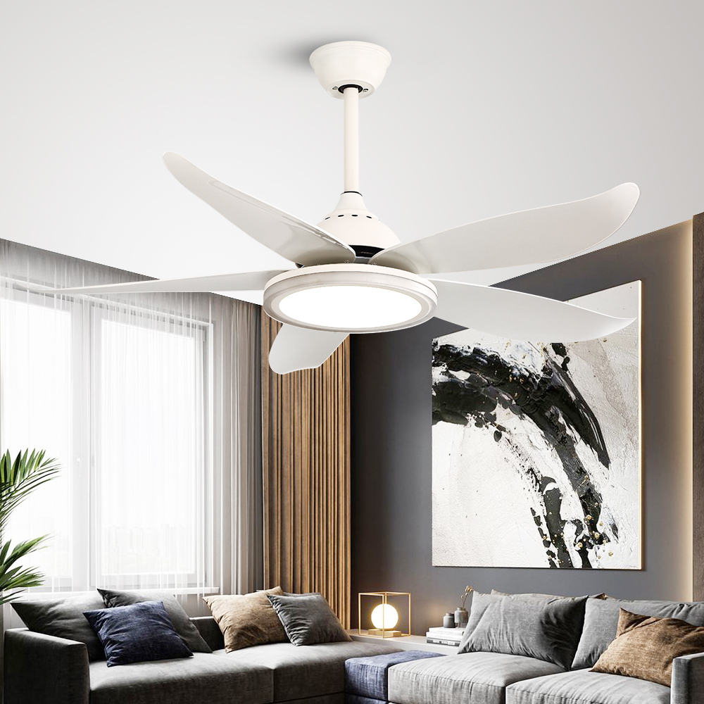 BL-2507 48"  5 pcs ABS White Modern Ceiling Fan With Led Light