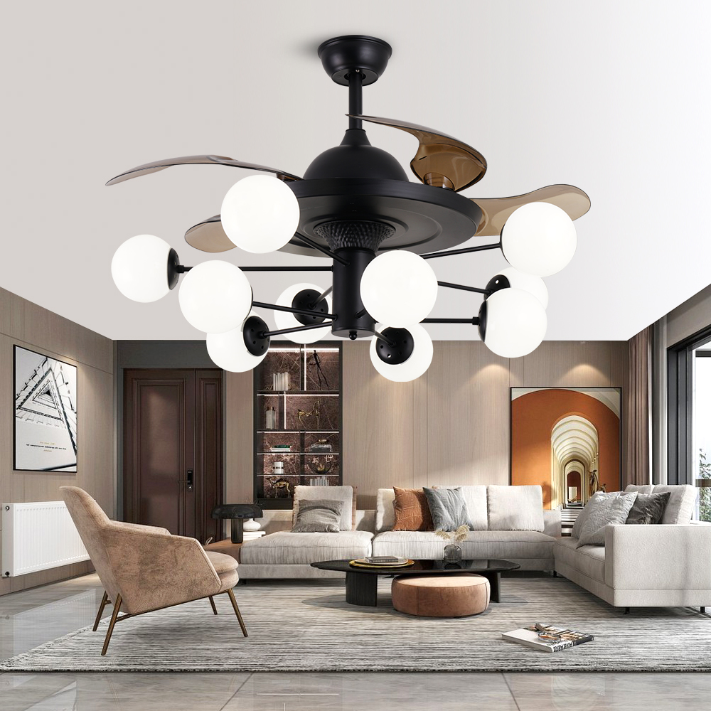 BL-2517 42"/48" 4 Pcs Pc Coffee Ceiling Fan Lights Modern Ceiling Fan Lights