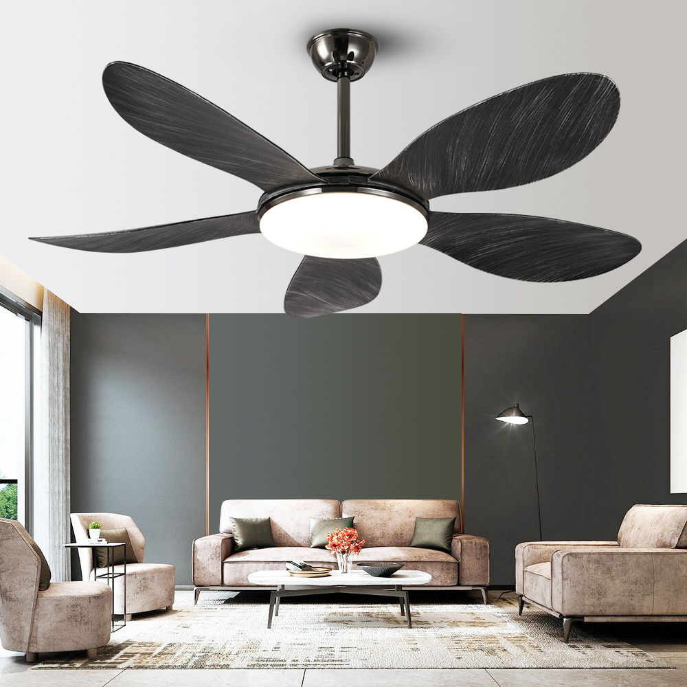 BL-2536 56" 5 Pcs Abs Peral Black Remote Controlled Led Ceiling Fan With Light