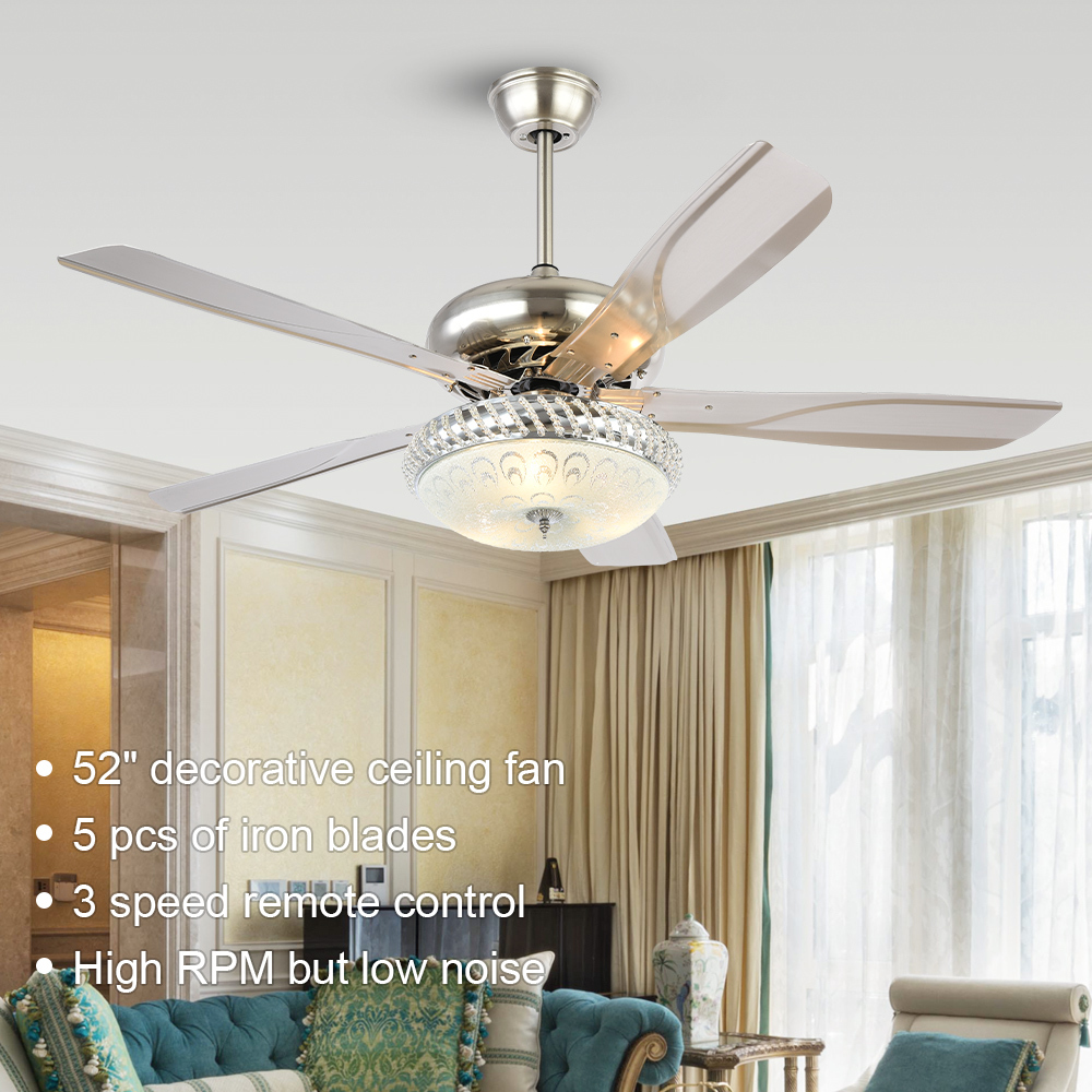 BL-1053 52" Sand nickel color living room ceiling fan with lights