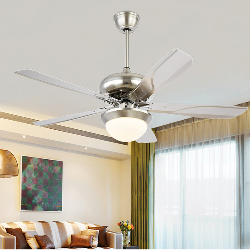 BL-1049 52" 5 Pcs Iron Sand Nickel High Quality Ceiling Fan With Light