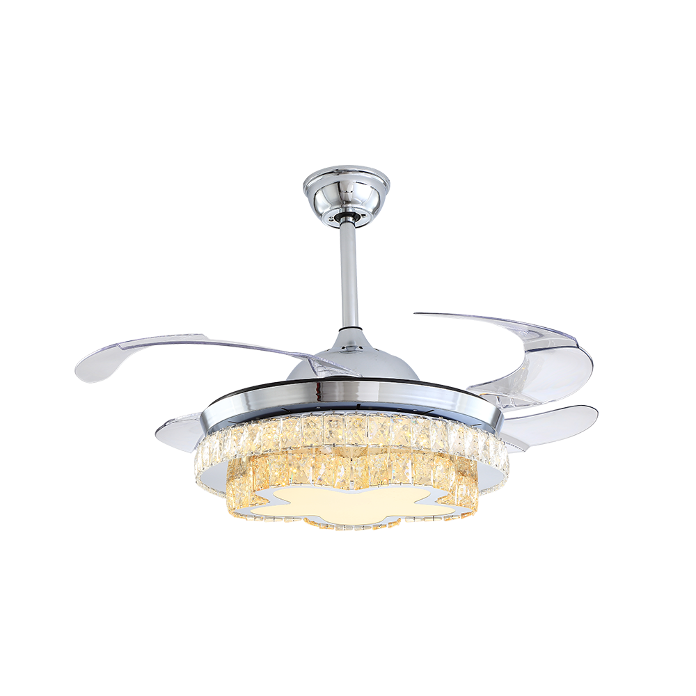 BL-2188 42"/48"  4 Pcs Pc Chrome Led Ceiling Fan Light Lamp Remote Control