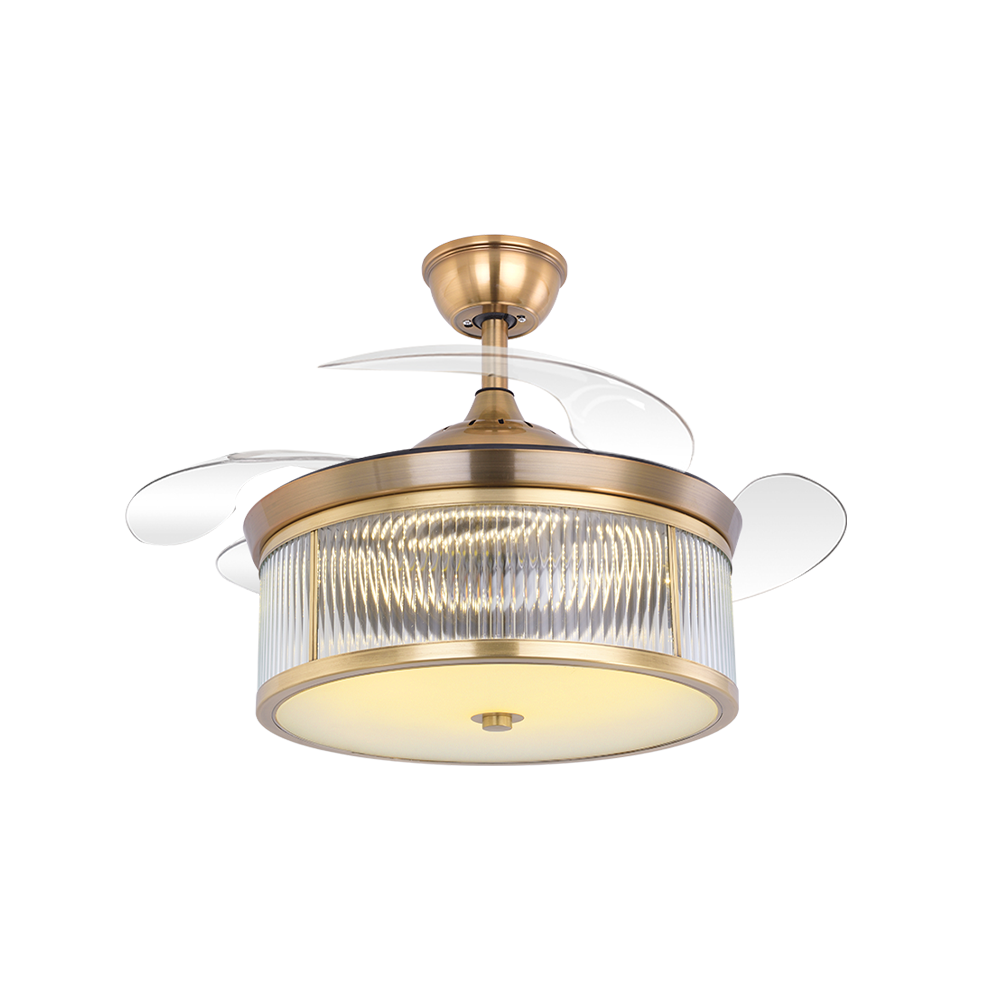 BL-2191 42''/48" 4 Pcs Pc Antique Bronze Transparent Ceiling Fan With Led Lamp