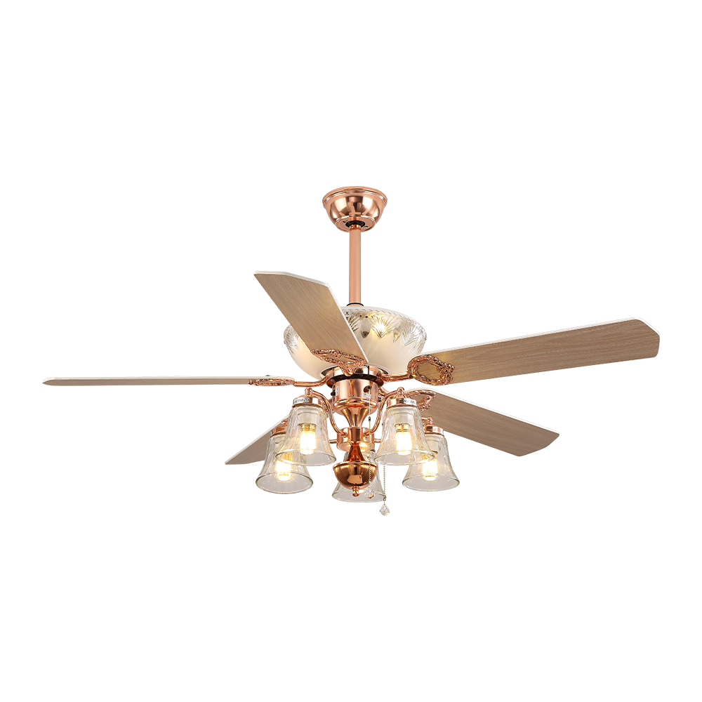BL-1078 52" 5 Pcs Composite Board Rose Gold Led Electric Ceiling Fan