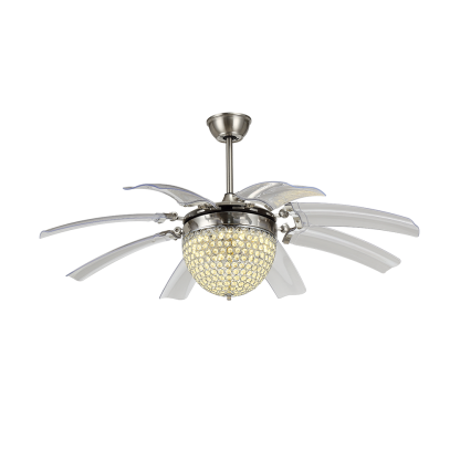 BL-1088 42' 8 Pcs Pc Sand Nickel Ceiling Fan With Led Lights Chandelier For Bedroom