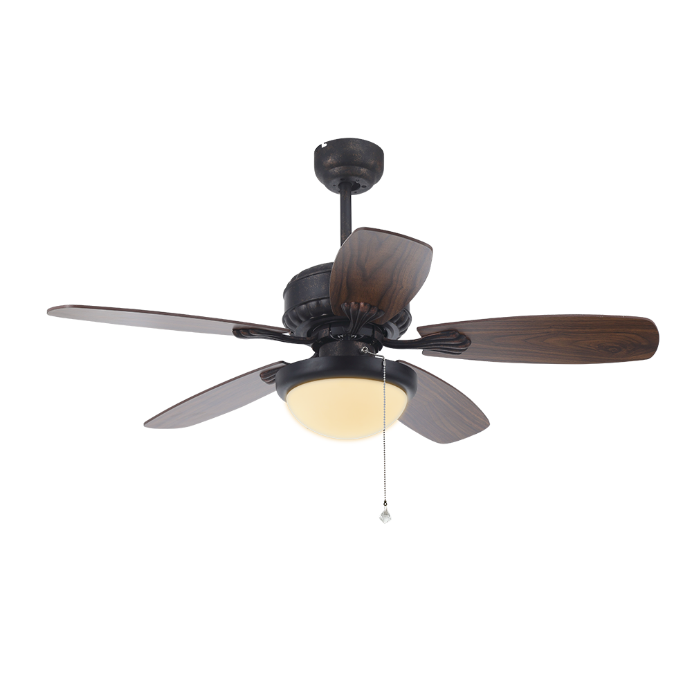BL-1513 42" 5 Pcs Composite Board Black With Brush Gold Led Ceiling Light Fan