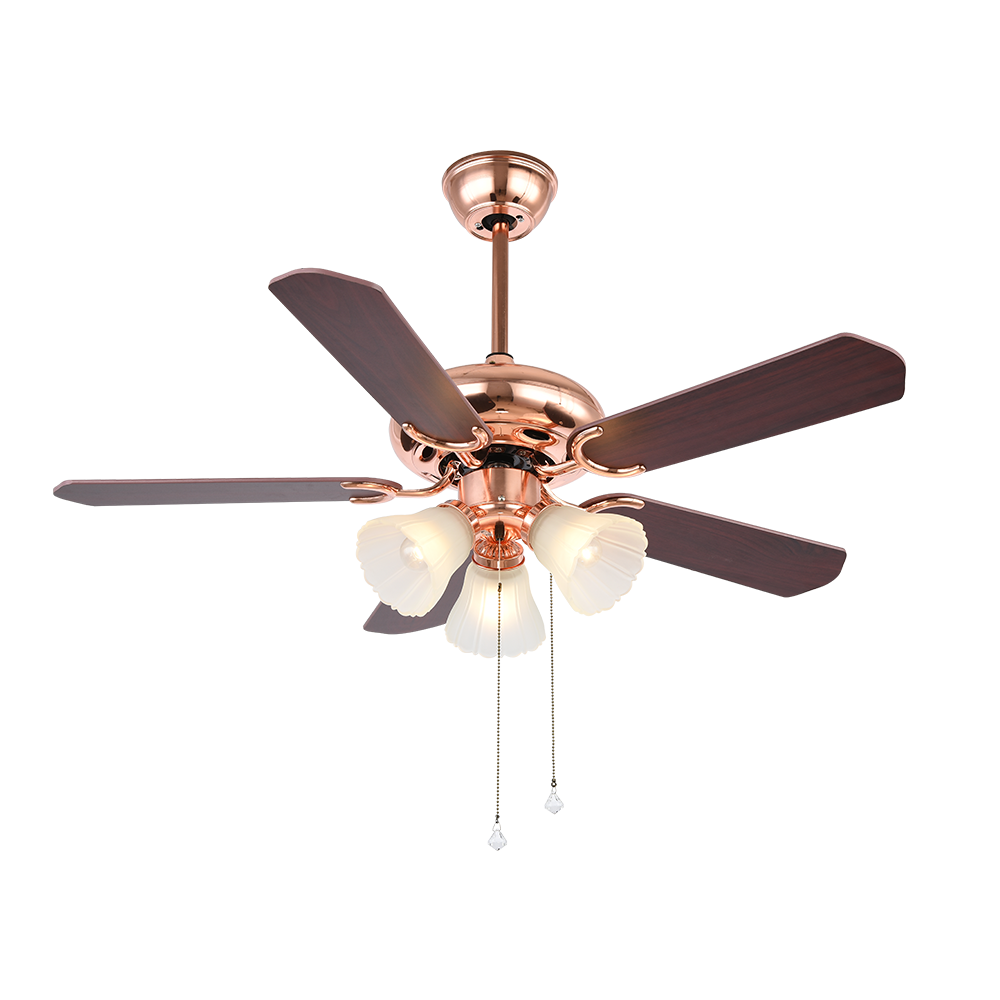 BL-1014 52" 5 Pcs Composite Board Rose Gold Retro Ceiling Fan