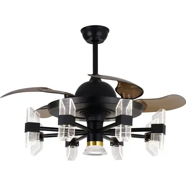 BL-2512 42"/48" 4 pcs PC Black+Gold Remote control luxury ceiling fans with light