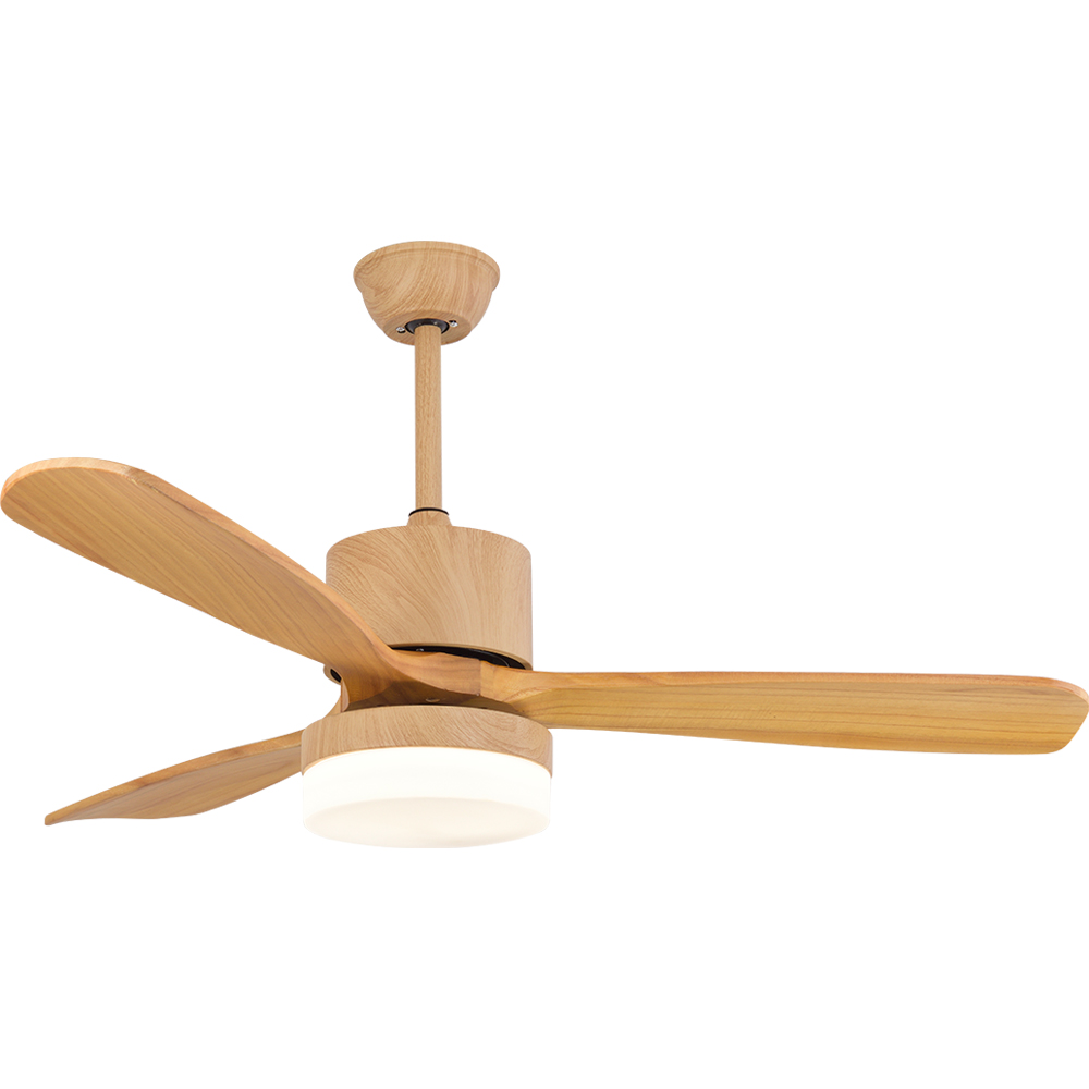 BL-2184 52"  3 Pcs Solid Wood Light Wood Grain Latest Modern Led Ceiling Fan With Light