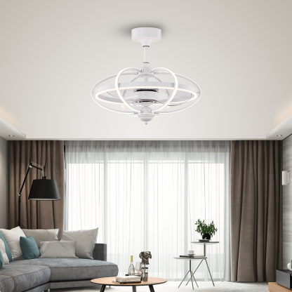 BL-19001 22" Silica+Acrylic/Pvc+Acrylic White Remote Control Ceiling Fan Light