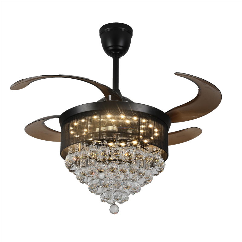 BL-1799 42"/48" 4 Pcs Pc Black Remote Controlled Led Ceiling Fan With Light