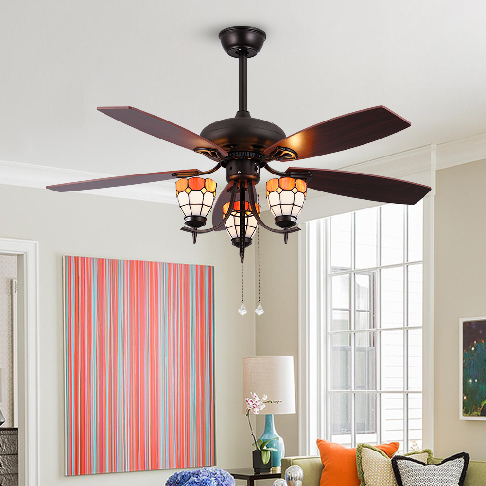 Traditional Blades 6 Speed Remote Control High Rpm But Low Noise Ceiling Fan Brown