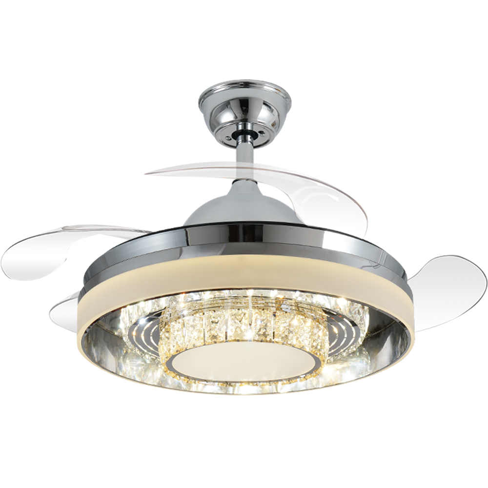BL-2767 42"/48" 4 pcs PC Chrome Hhome Retractable Ceiling Fan With Light