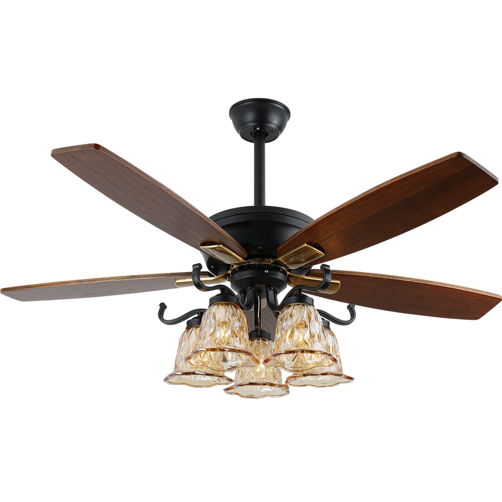BL-2817 52" 5 pcs Composite Board Antique Bronze Electric Ceiling Fan With Light