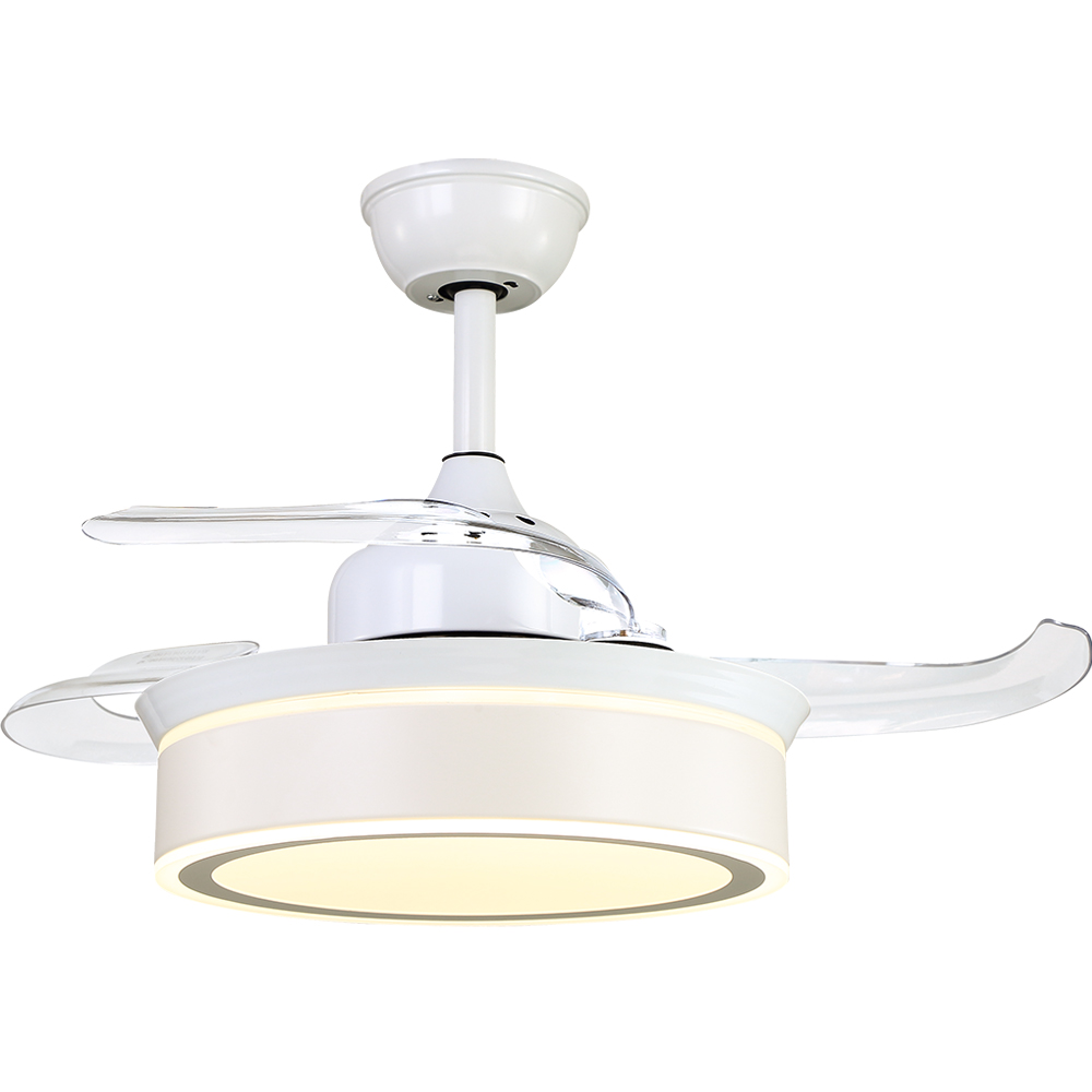 BL-6450 36" 4 Pcs Pc White With Lighting Remote Control Retractable Ceiling Fan