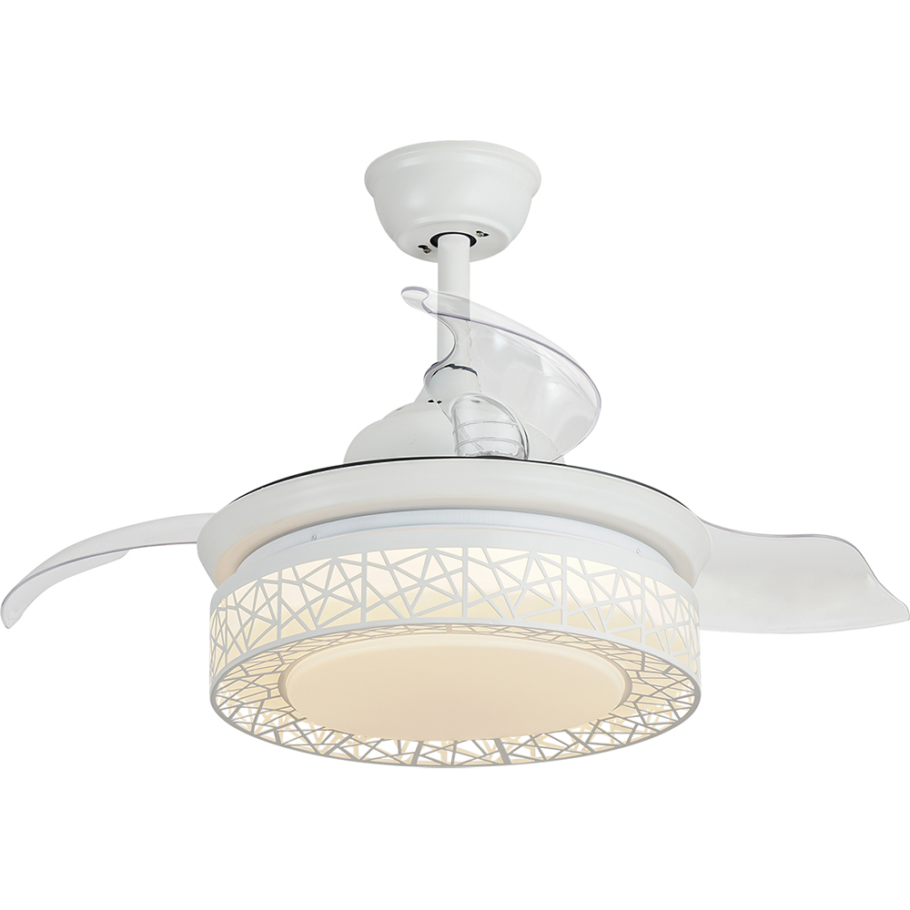 BL-6524 36"  4 Pcs Pc White Retractable Remote Control Ceiling Fans