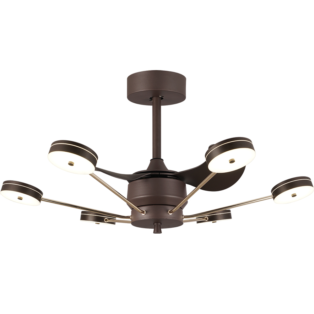 BL-7009 22" 3 Pcs Abs Coffee+Gold Smart Ceiling Fan With Light