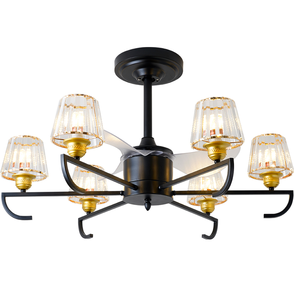 BL-7011 22" 3 Pcs Abs Black+Gold Ceiling Fan With Light Modern