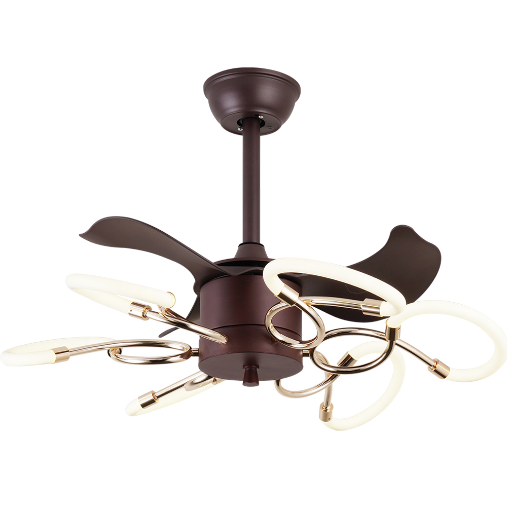 BL-7014 22" 3 Pcs Abs Coffee+Gold Ceiling Light With Fan And Remote