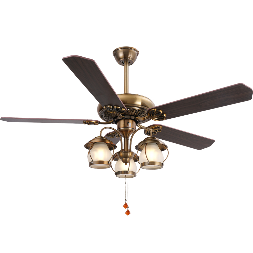 BL-8202 52"  5 Pcs Composite Board Antique Bronze Living Room Ceiling Fan With Lights 