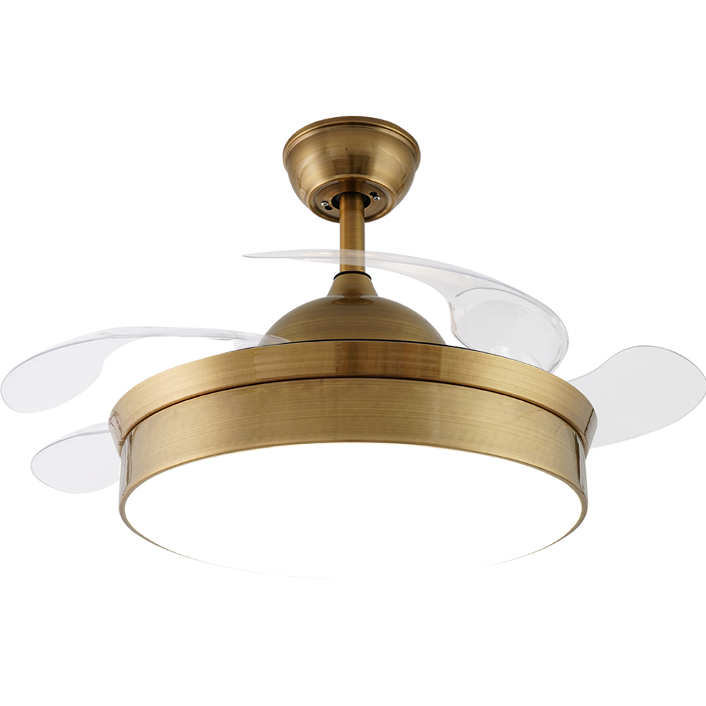 BL-1816 42"/48" 4 pcs PC Antique bronze retractable blade ceiling fan light