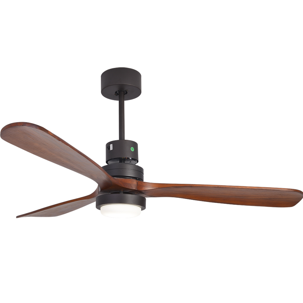 BL-2010 52" 3 pcs Solid Wood Black With Brush Gold Ceiling Fan With Remote